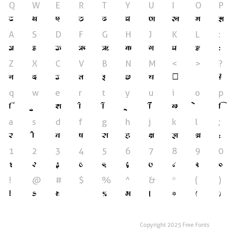 Character Map of SHREE-DEV-2328 Regular