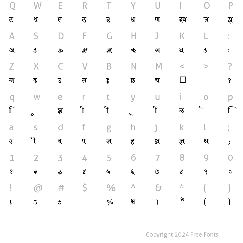 Character Map of SHREE-DEV-2329 Regular