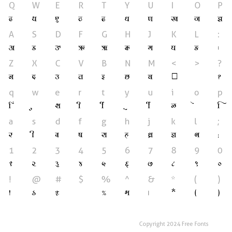 Character Map of SHREE-DEV-2331 Regular