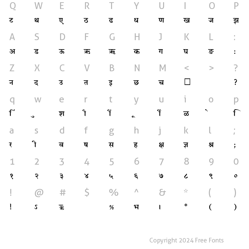 Character Map of SHREE-DEV-2336 Regular