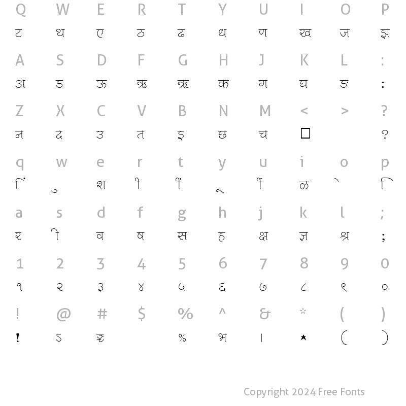 Character Map of SHREE-DEV-2337 Regular