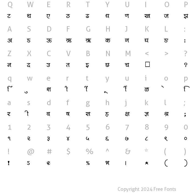 Character Map of SHREE-DEV-2339 Regular