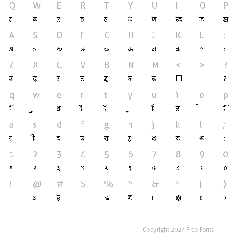 Character Map of SHREE-DEV-2341 Regular