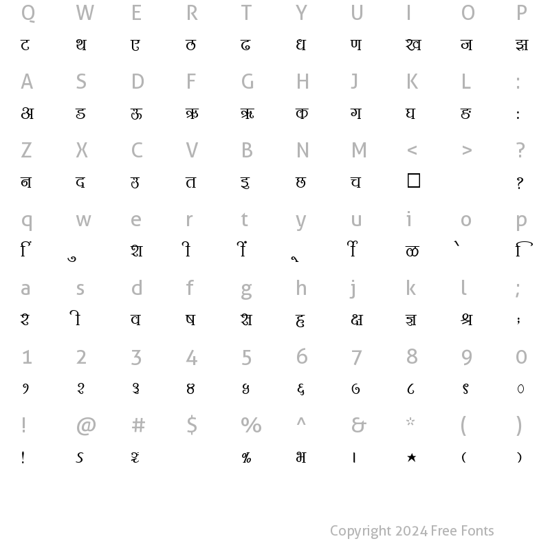 Character Map of SHREE-DEV-2345 Regular