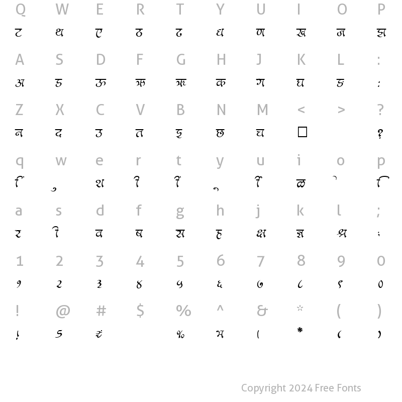 Character Map of SHREE-DEV-2347 Regular