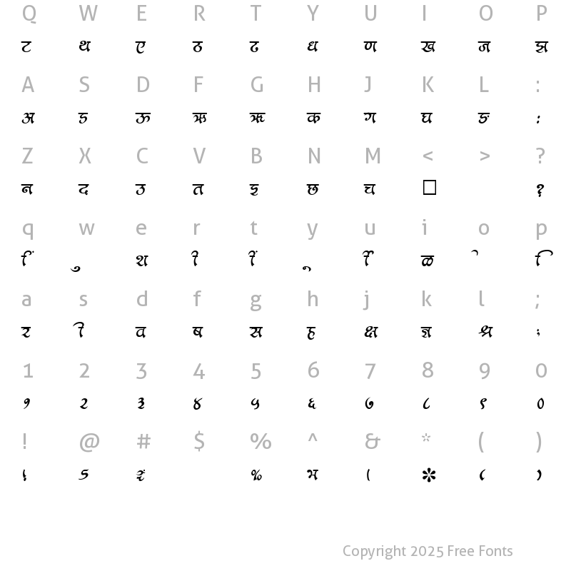 Character Map of SHREE-DEV-2348 Regular