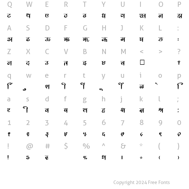 Character Map of SHREE-DEV-2351 Regular