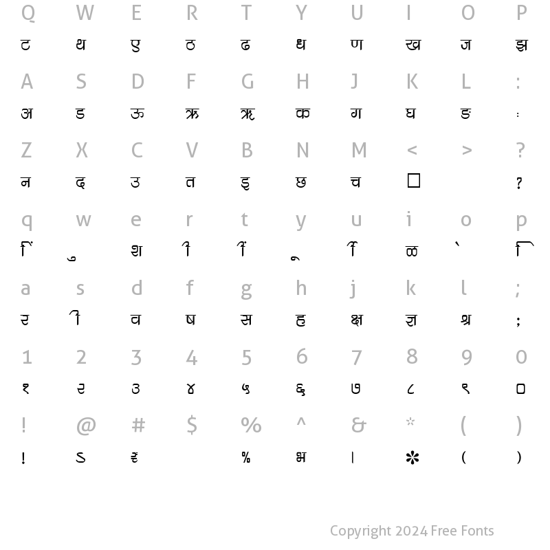 Character Map of SHREE-DEV-2352 Regular