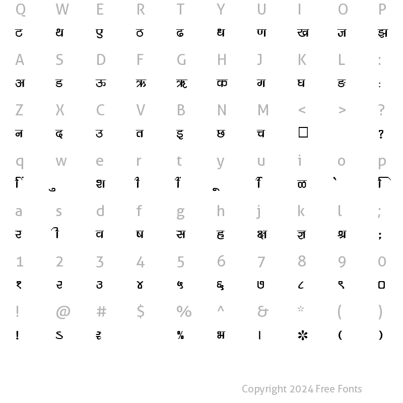 Character Map of SHREE-DEV-2353 Regular