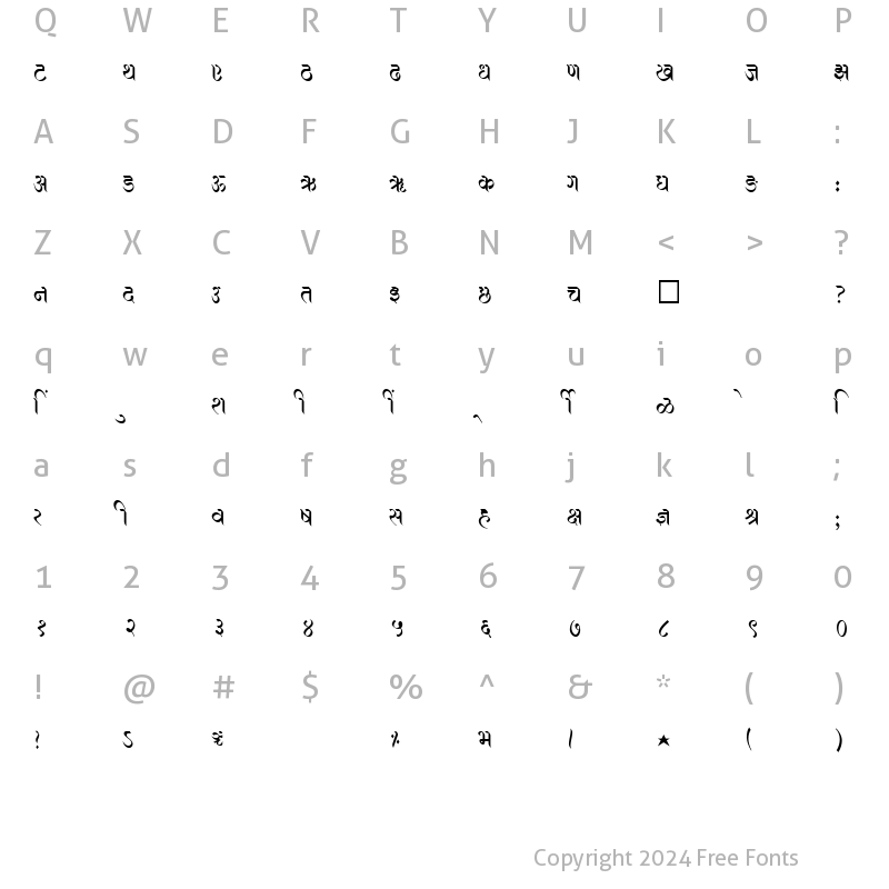 Character Map of SHREE-DEV-2364 Regular