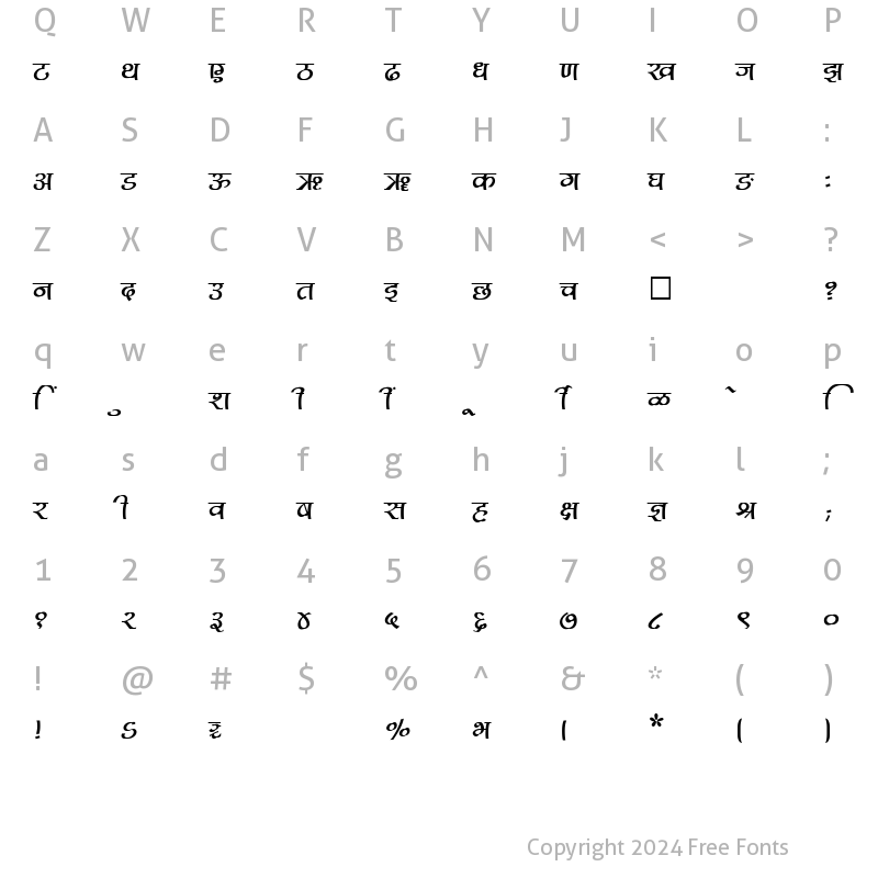 Character Map of SHREE-DEV-2365 Regular