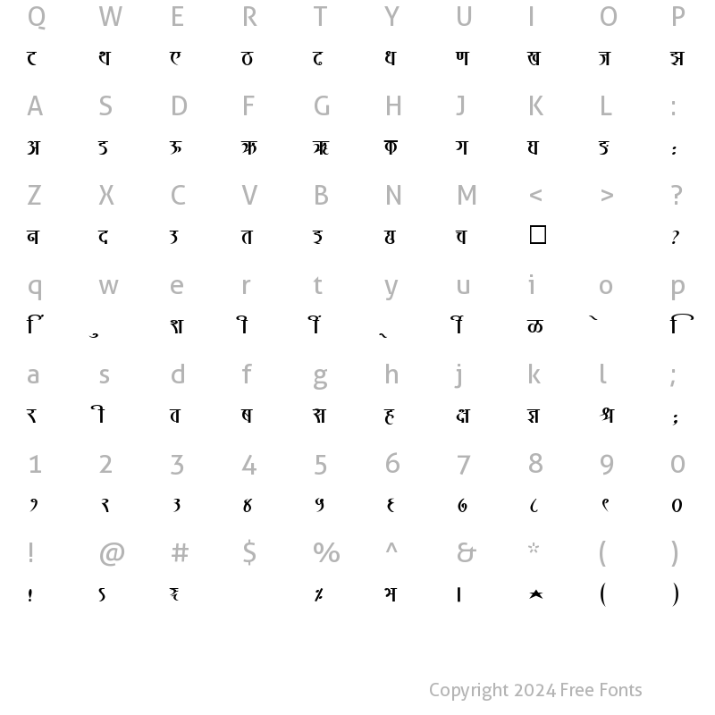 Character Map of SHREE-DEV-2368 Regular