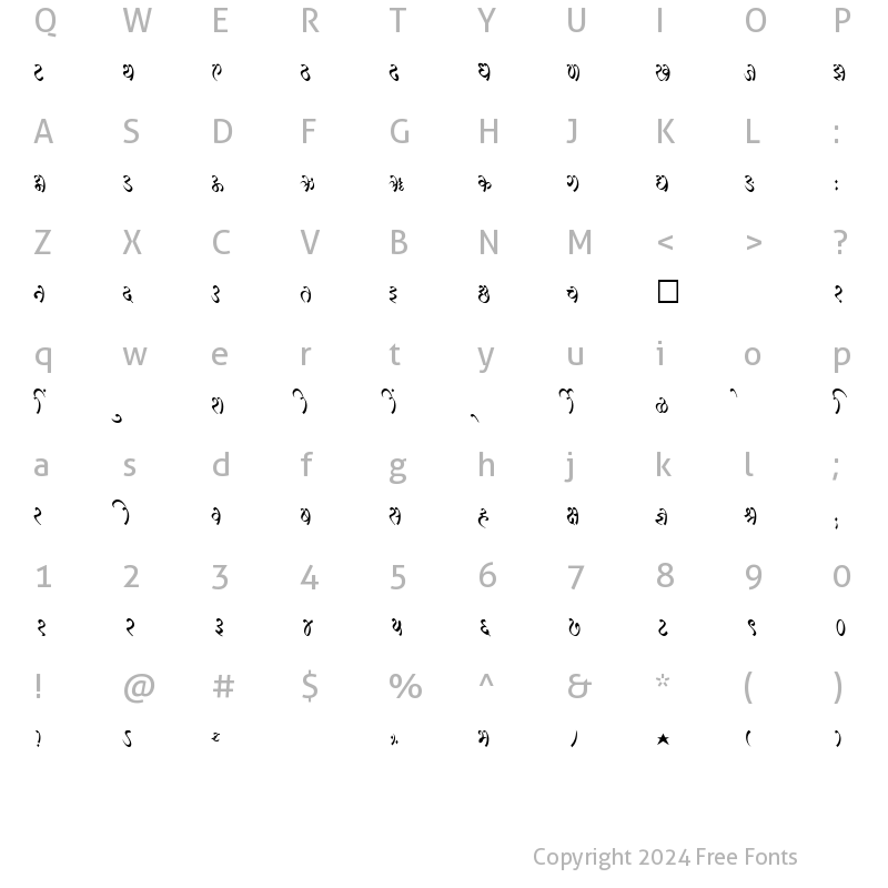 Character Map of SHREE-DEV-2372 Regular