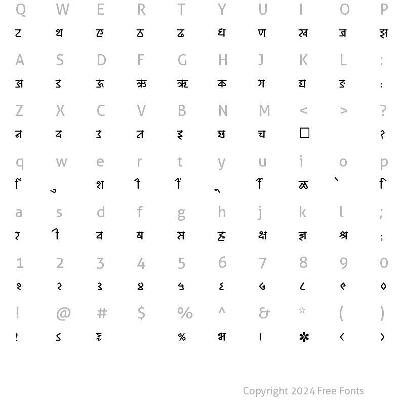 Character Map of SHREE-DEV-2377 Regular