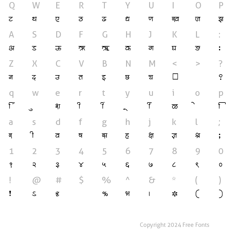 Character Map of SHREE-DEV-2380 Regular