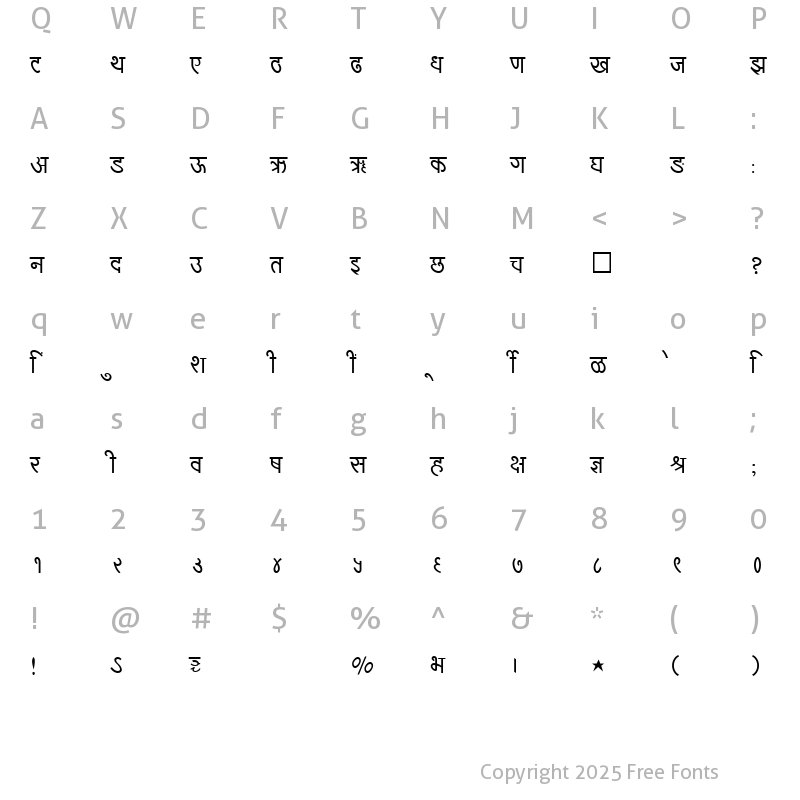 Character Map of SHREE-DEV-2383 Regular