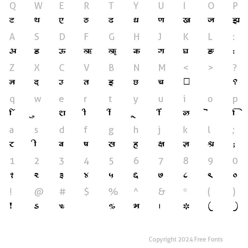 Character Map of SHREE-DEV-2385 Regular