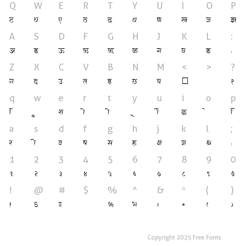 Character Map of SHREE-DEV-2387 Regular