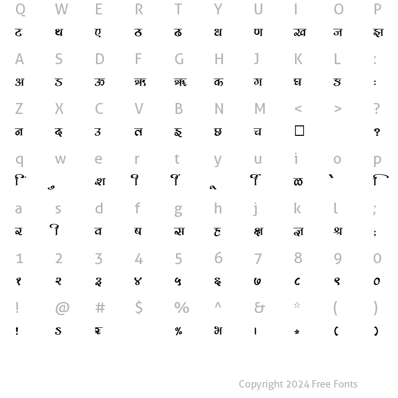 Character Map of SHREE-DEV-2388 Regular