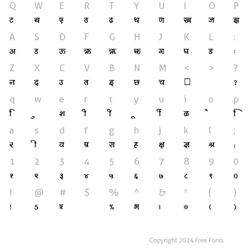 Character Map of SHREE-DEV-2392 Regular