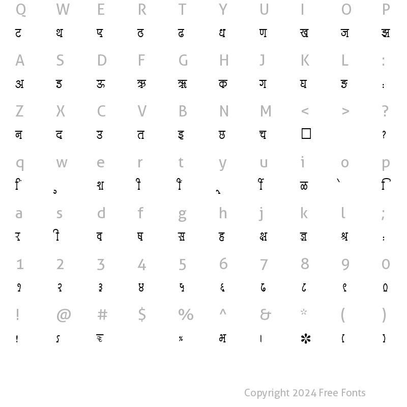 Character Map of SHREE-DEV-2393 Regular