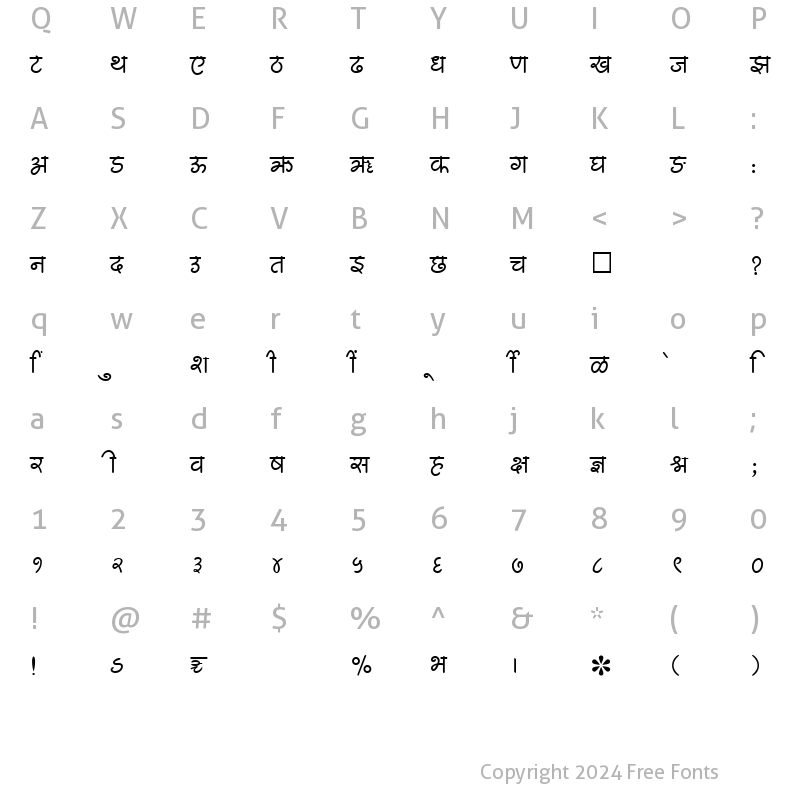 Character Map of SHREE-DEV-2395 Regular