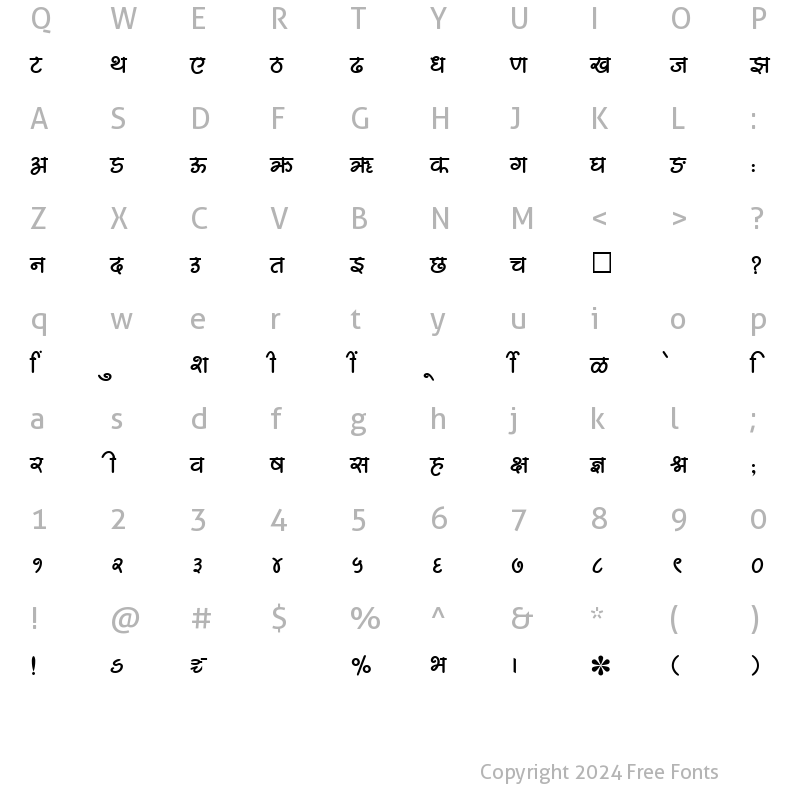 Character Map of SHREE-DEV-2396 Regular