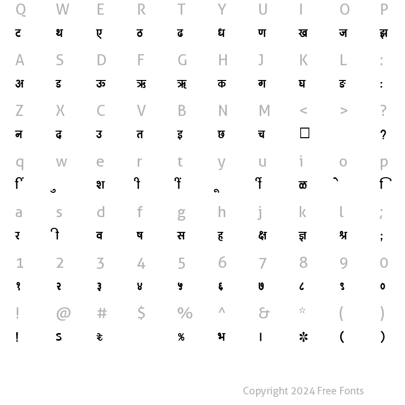 Character Map of SHREE-DEV-2403 Regular