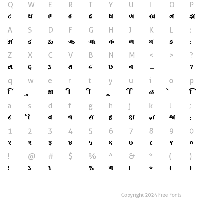 Character Map of SHREE-DEV-2404 Regular