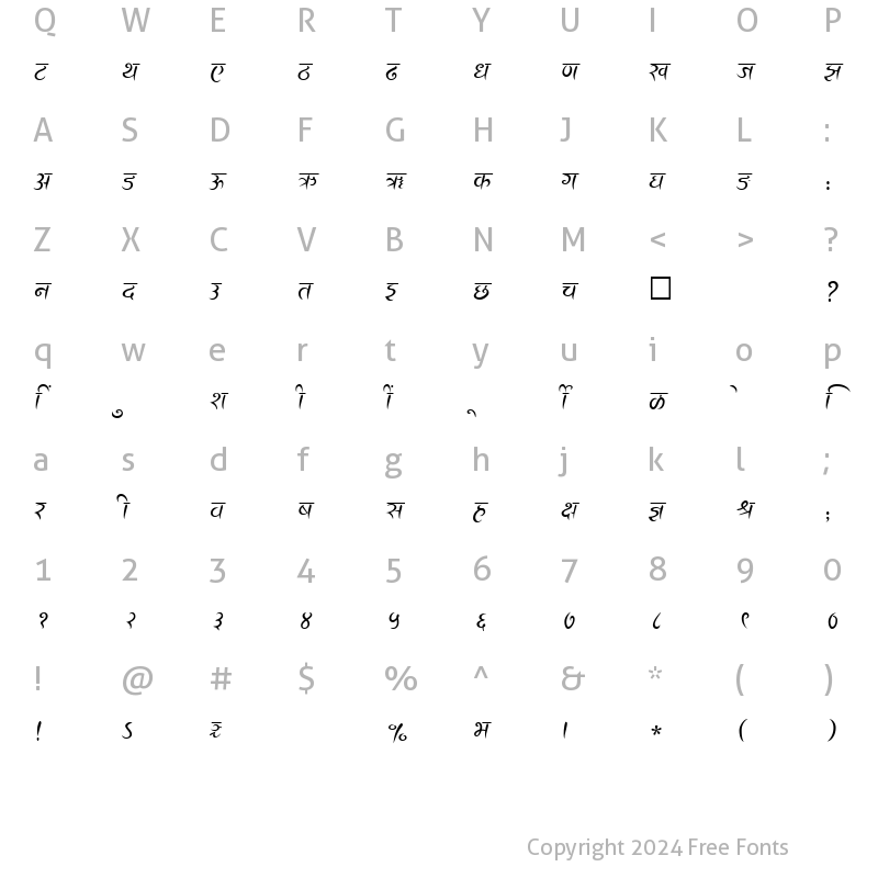 Character Map of SHREE-DEV-2406 Regular