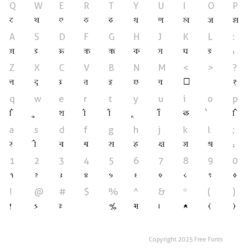 Character Map of SHREE-DEV-2408 Regular