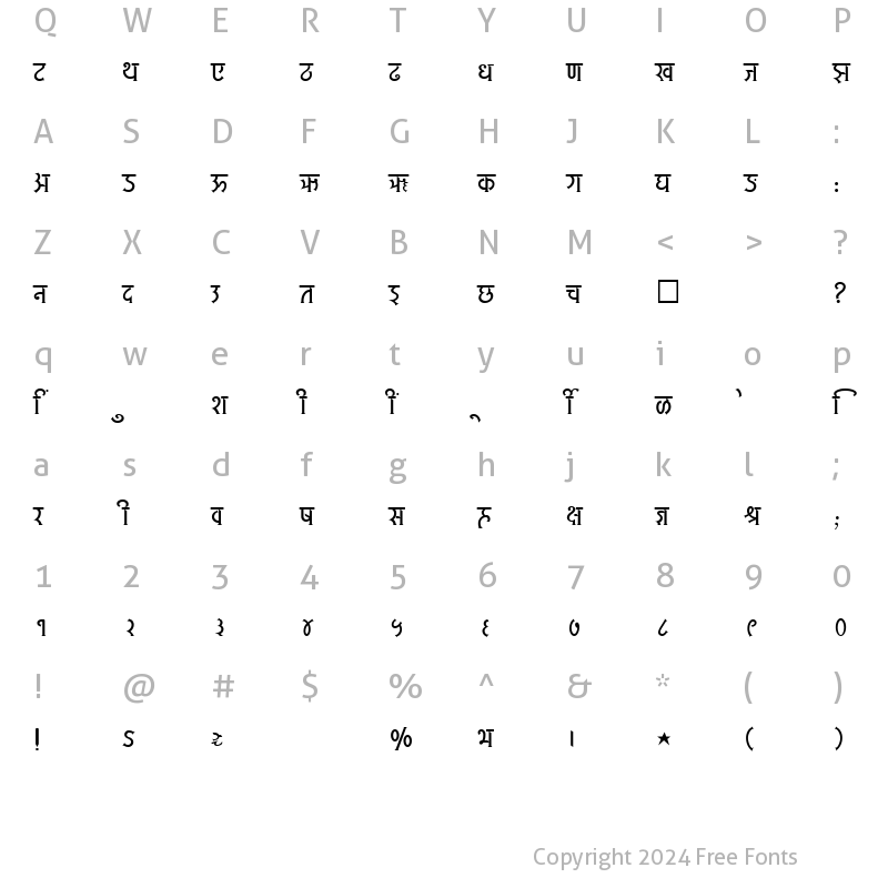 Character Map of SHREE-DEV-2409 Regular