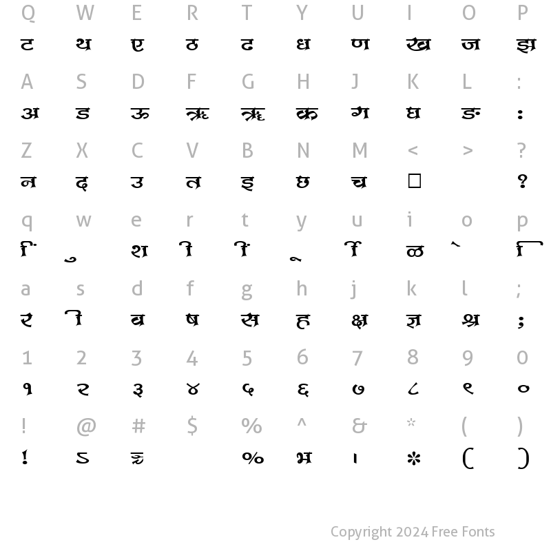 Character Map of SHREE-DEV-2411 Regular