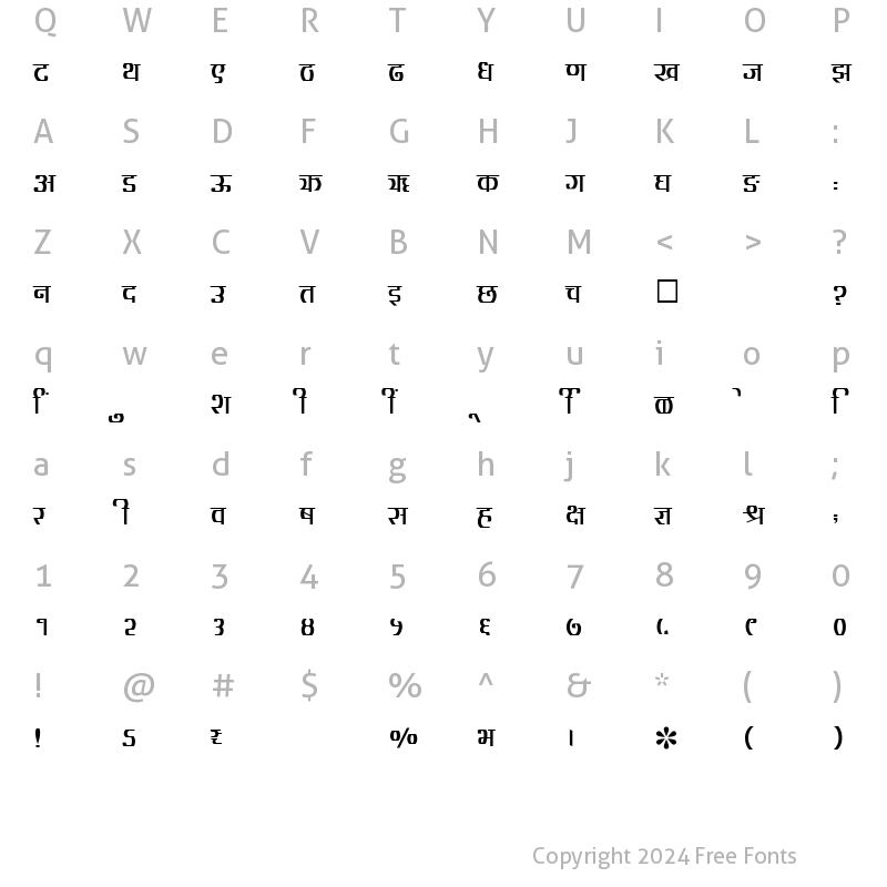 Character Map of SHREE-DEV-2413 Regular