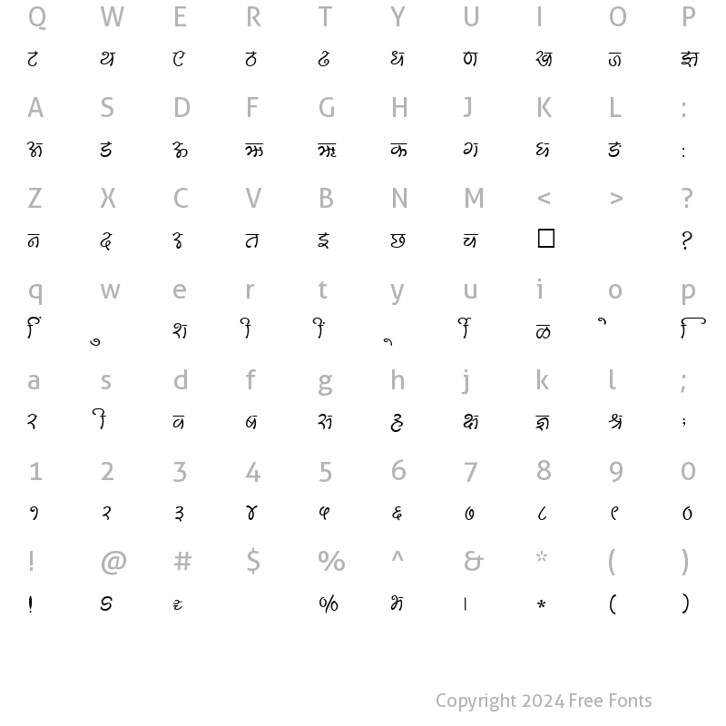 Character Map of SHREE-DEV-2417 Regular