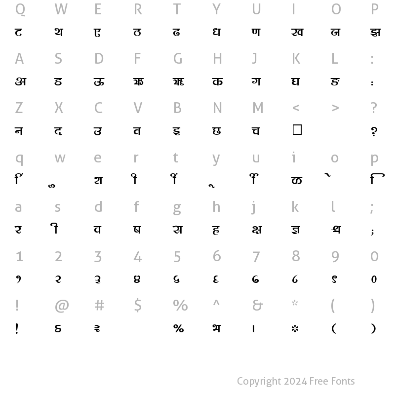 Character Map of SHREE-DEV-2426 Regular