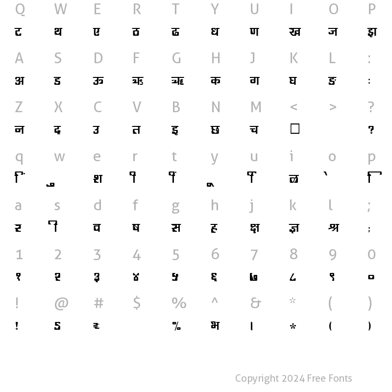 Character Map of SHREE-DEV-2427 Regular