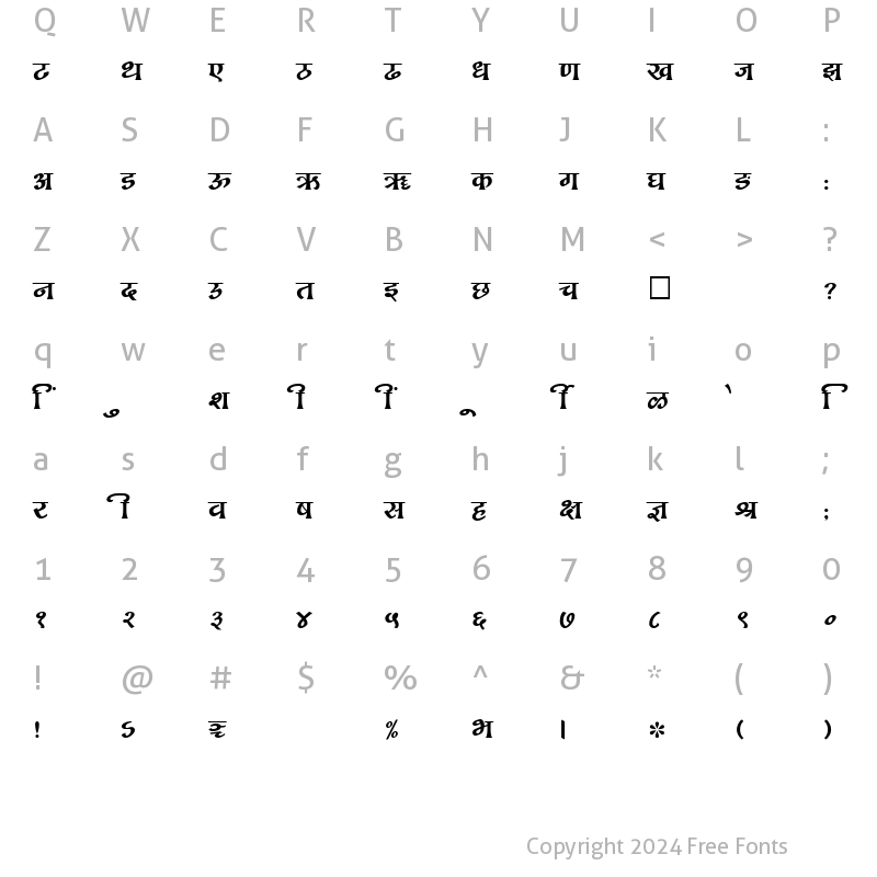 Character Map of SHREE-DEV-2429 Regular