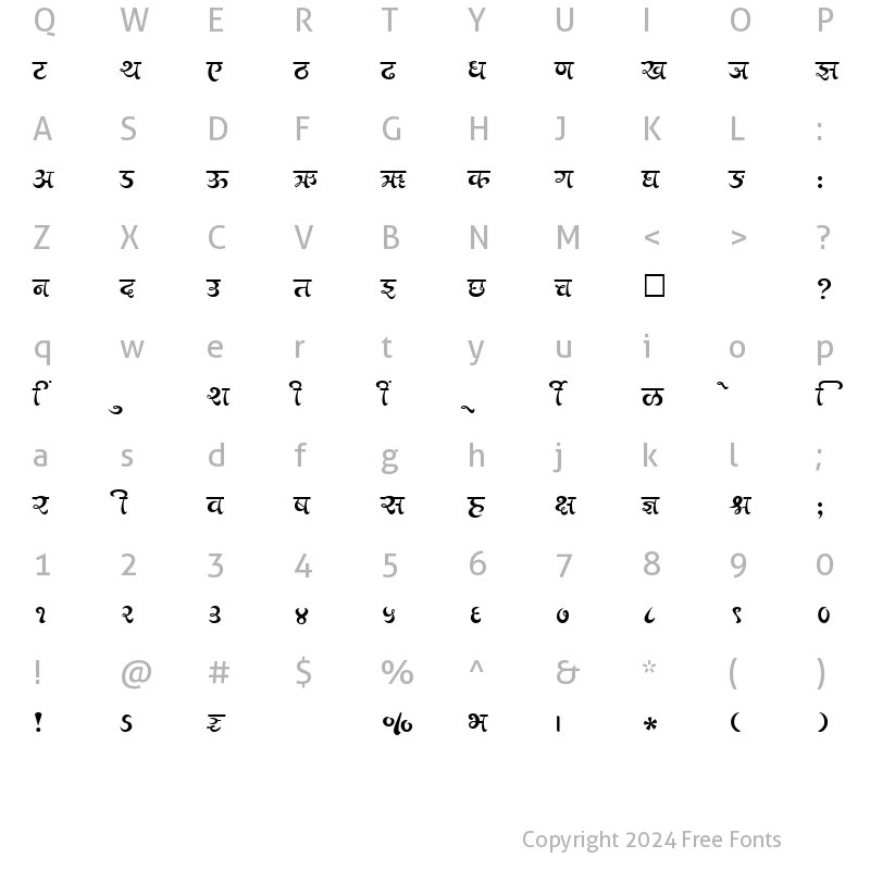 Character Map of SHREE-DEV-2431 Regular