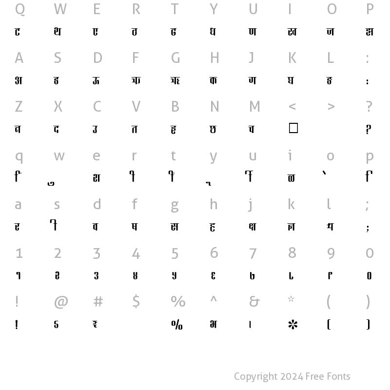 Character Map of SHREE-DEV-2433 Regular