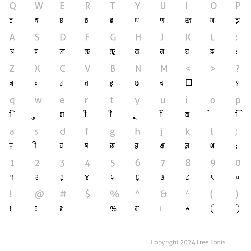 Character Map of SHREE-DEV-2434 Regular