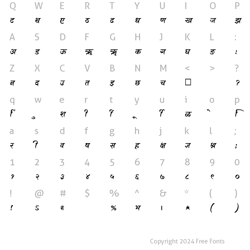 Character Map of SHREE-DEV-2436 Regular