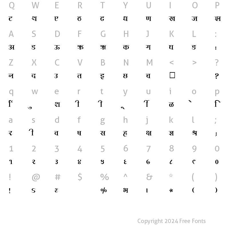 Character Map of SHREE-DEV-2437 Regular