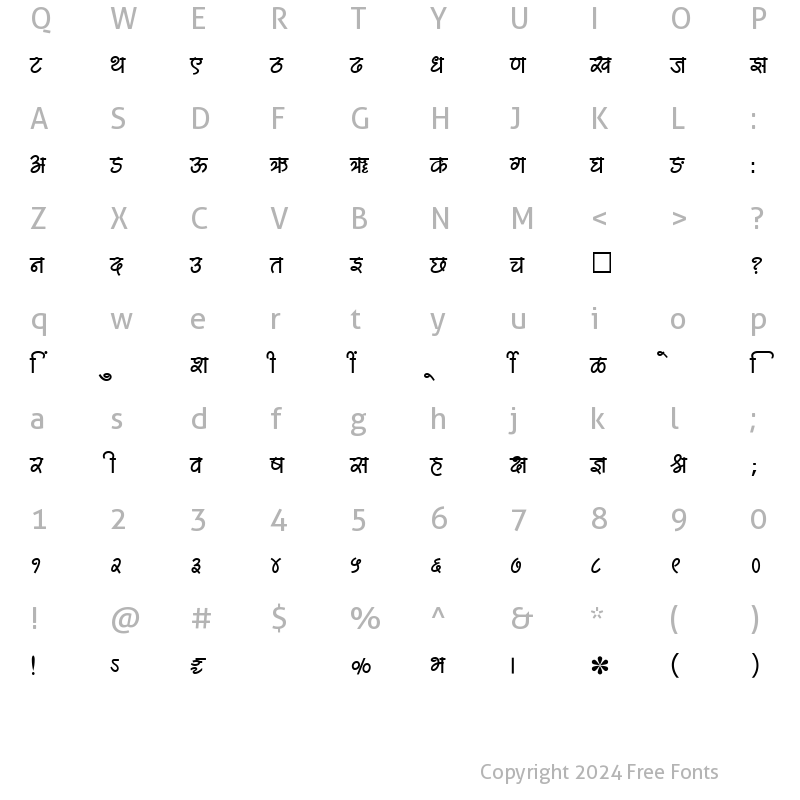 Character Map of SHREE-DEV-2442 Regular