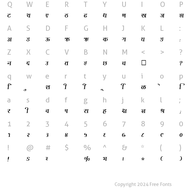 Character Map of SHREE-DEV-2443 Regular