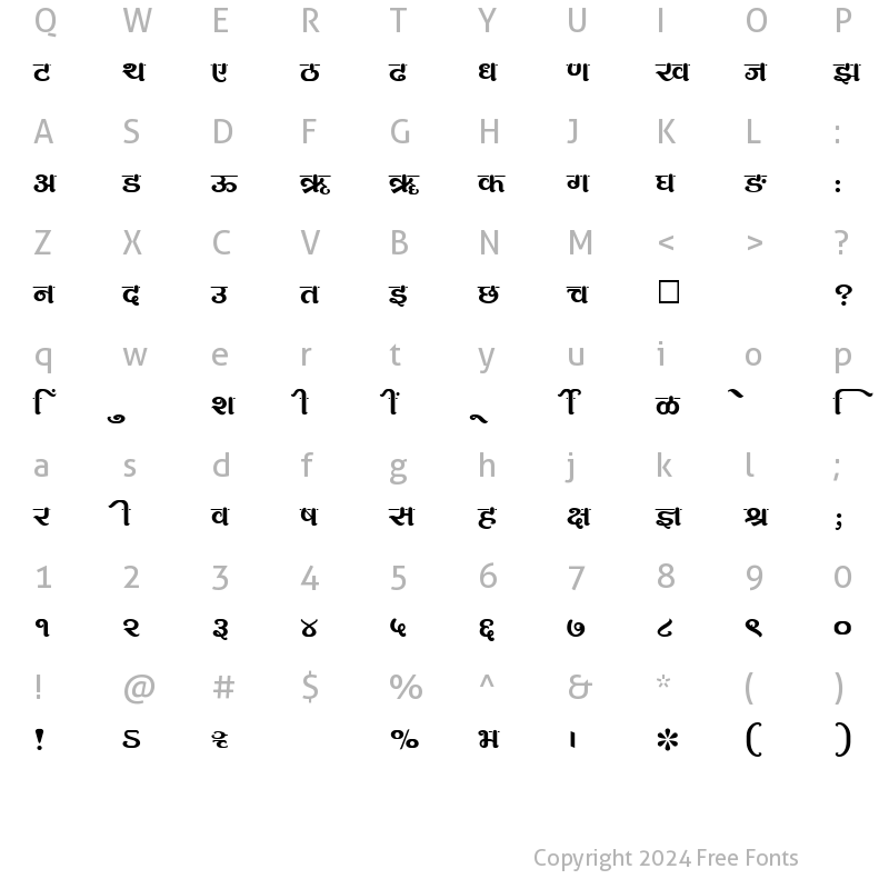 Character Map of SHREE-DEV-2444 Regular