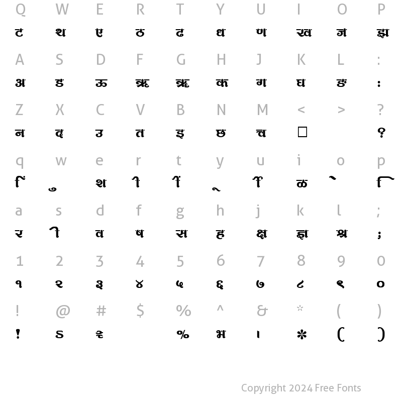 Character Map of SHREE-DEV-2445 Regular