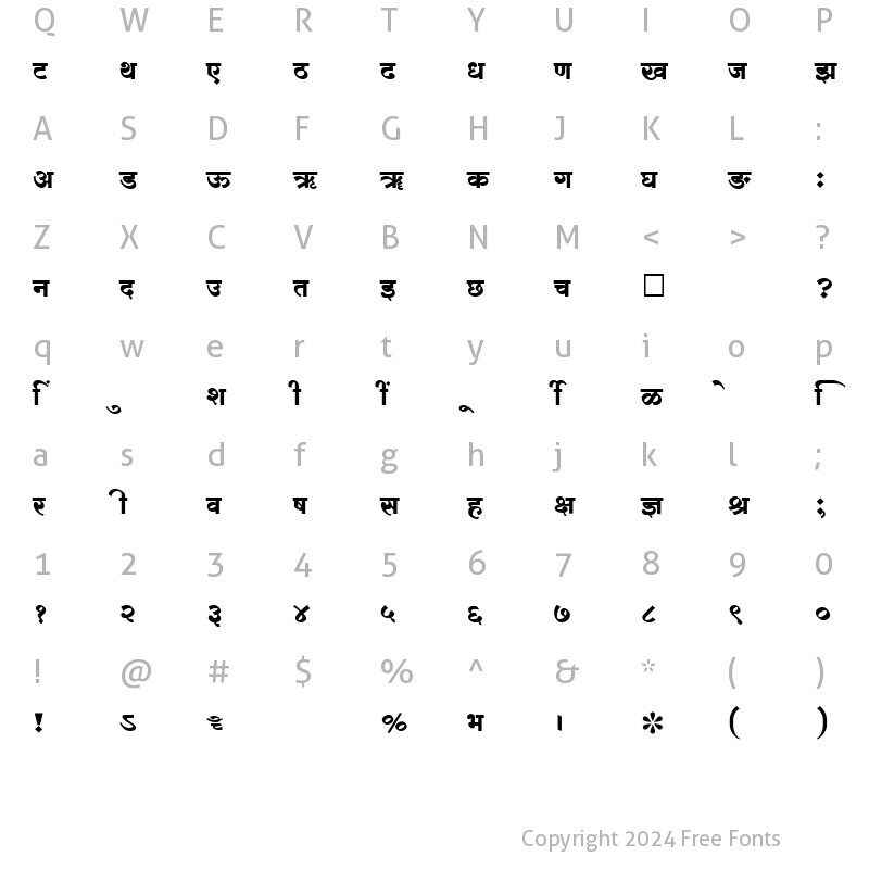 Character Map of SHREE-DEV-2453 Regular