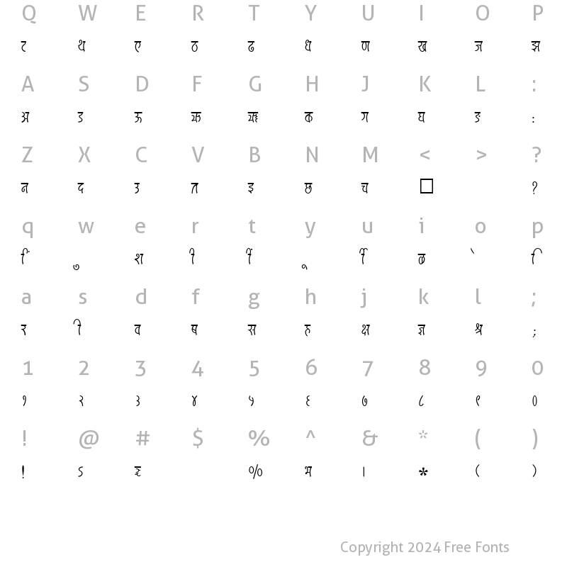 Character Map of SHREE-DEV-2455 Regular