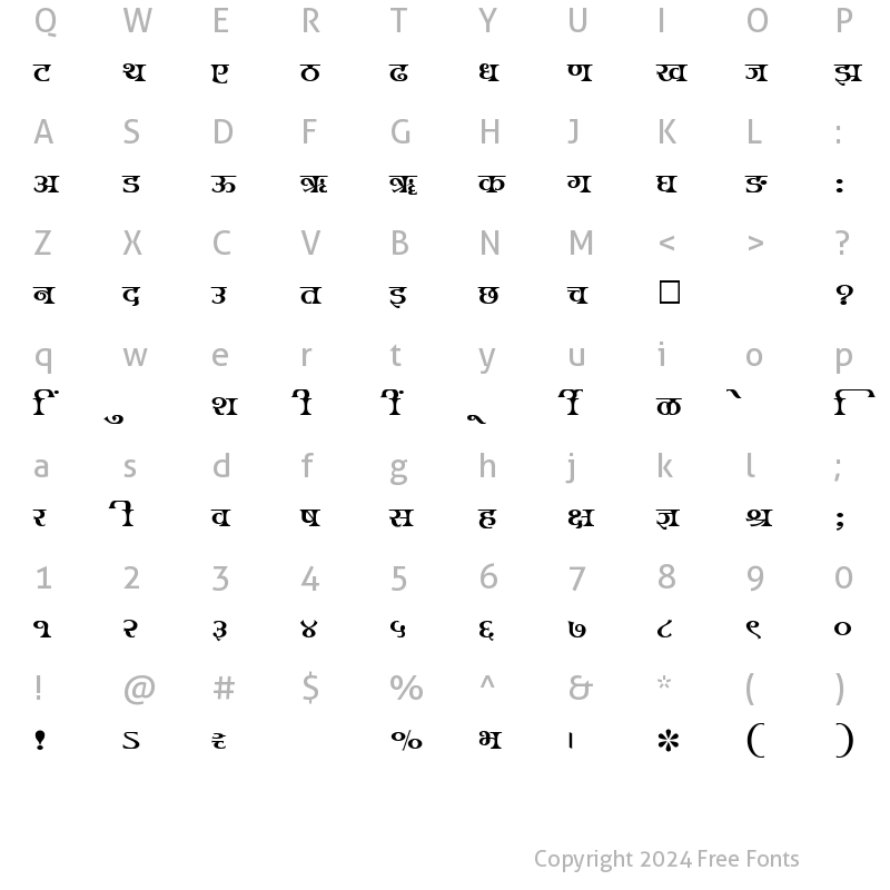 Character Map of SHREE-DEV-2467 Regular